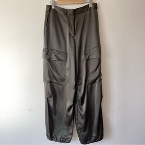Babaton (Aritzia) Satin Cargo Pants in Olive Green – Size 8